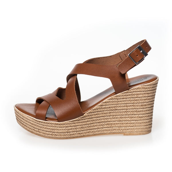 Cognac best sale wedge sandals